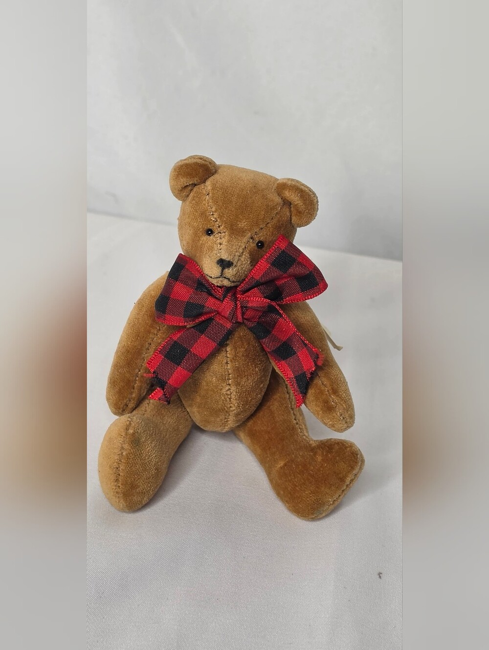 Vintage 1984 Sennebec Workshop Maine Mini Plush Teddy Bear Jointed Velvet 6" Tag